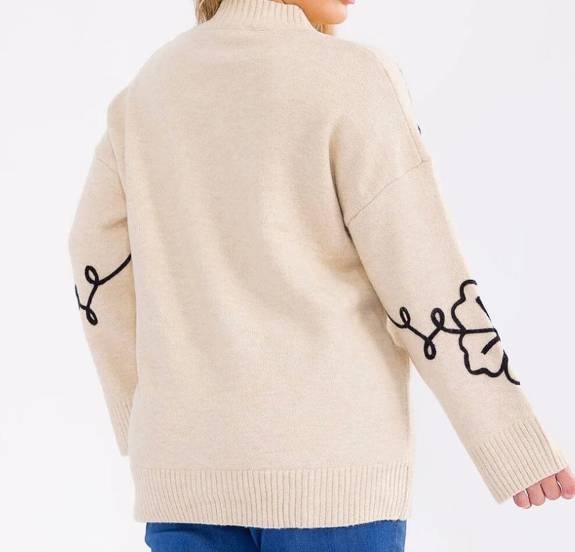 Curvy Black Floral Sweater