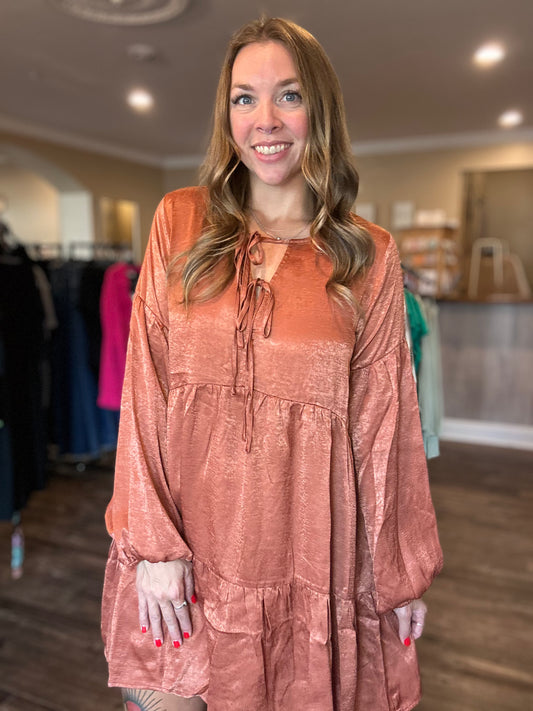 Burnt Orange Shimmer Dress