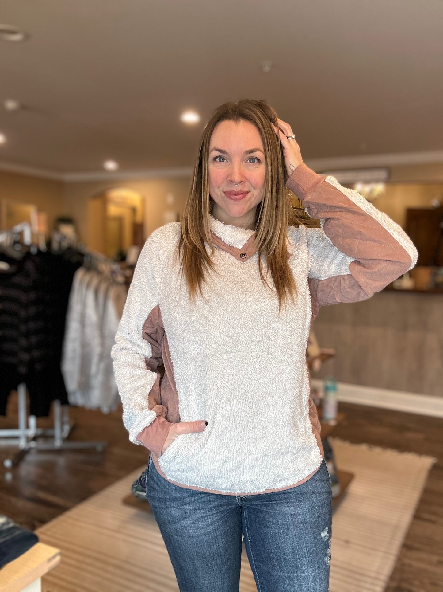 Quilted Sherpa Top *ALL SALES FINAL*
