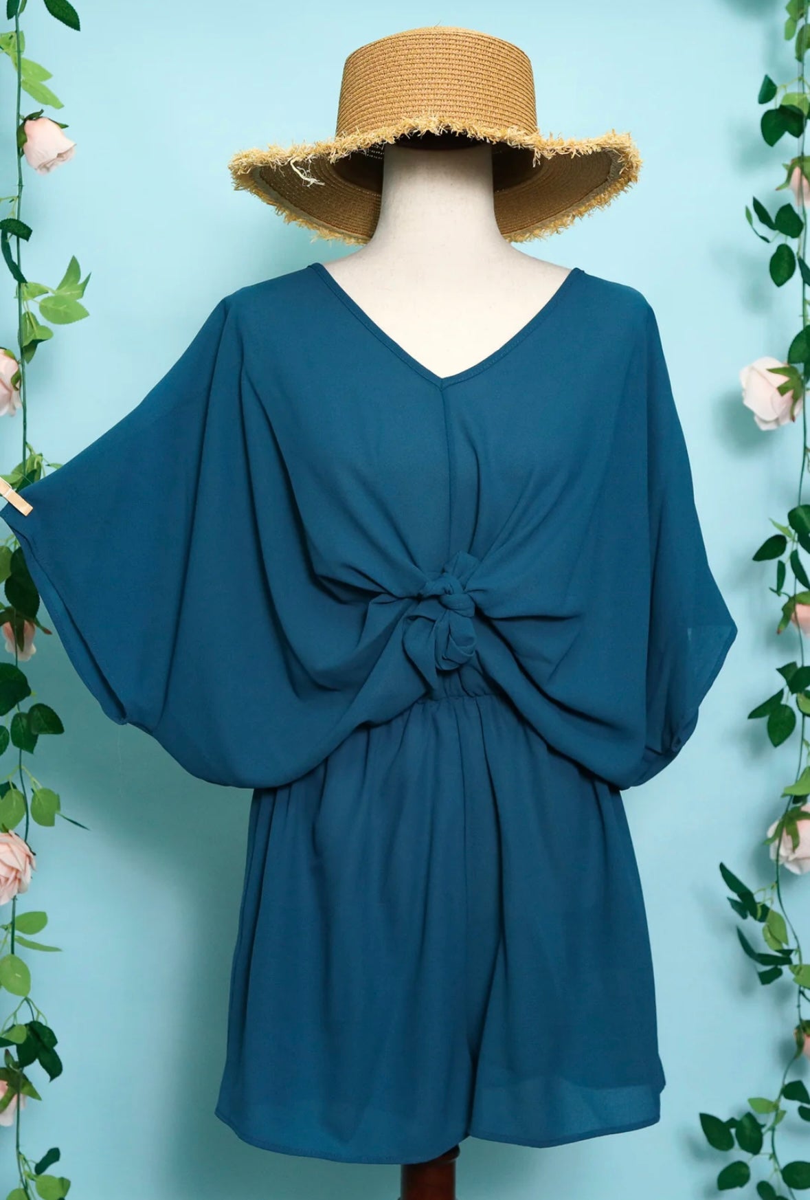 Curvy Teal Romper ALL SALES FINAL