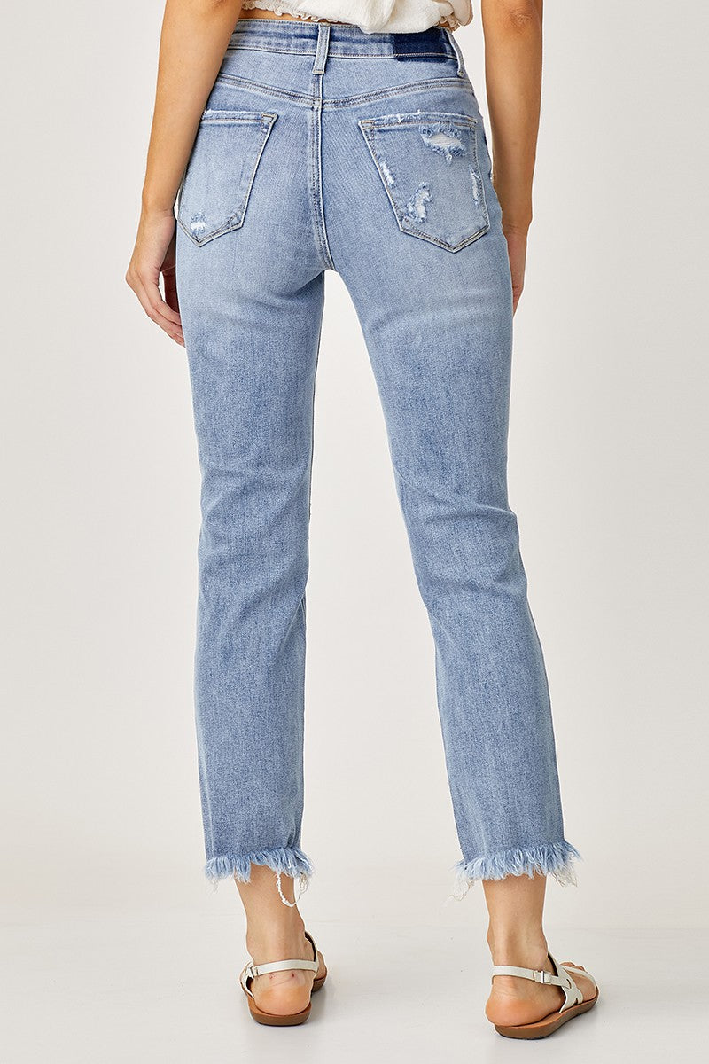 Risen High Waist Straight Jeans
