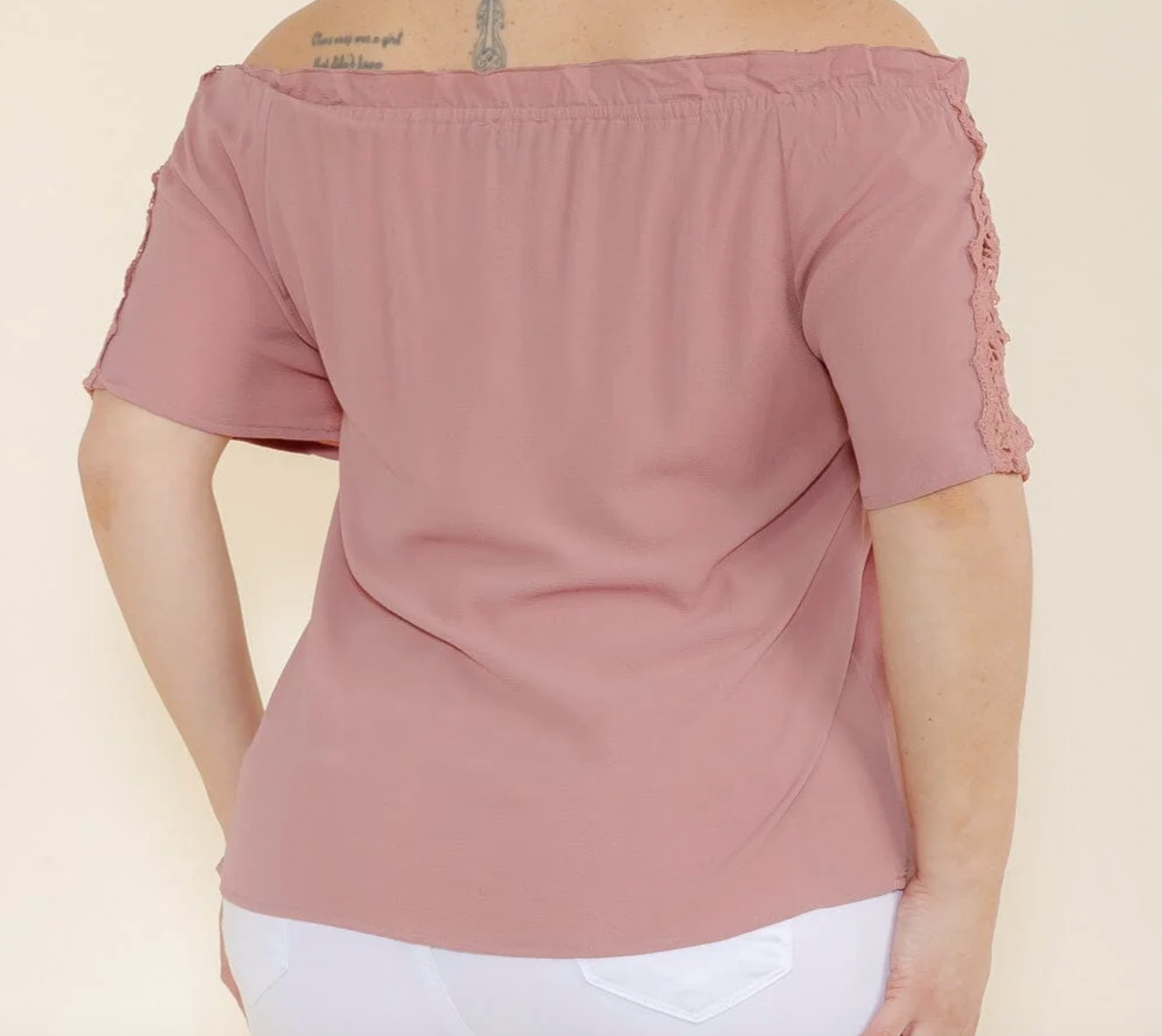 Curvy Mauve Lace Detail Blouse