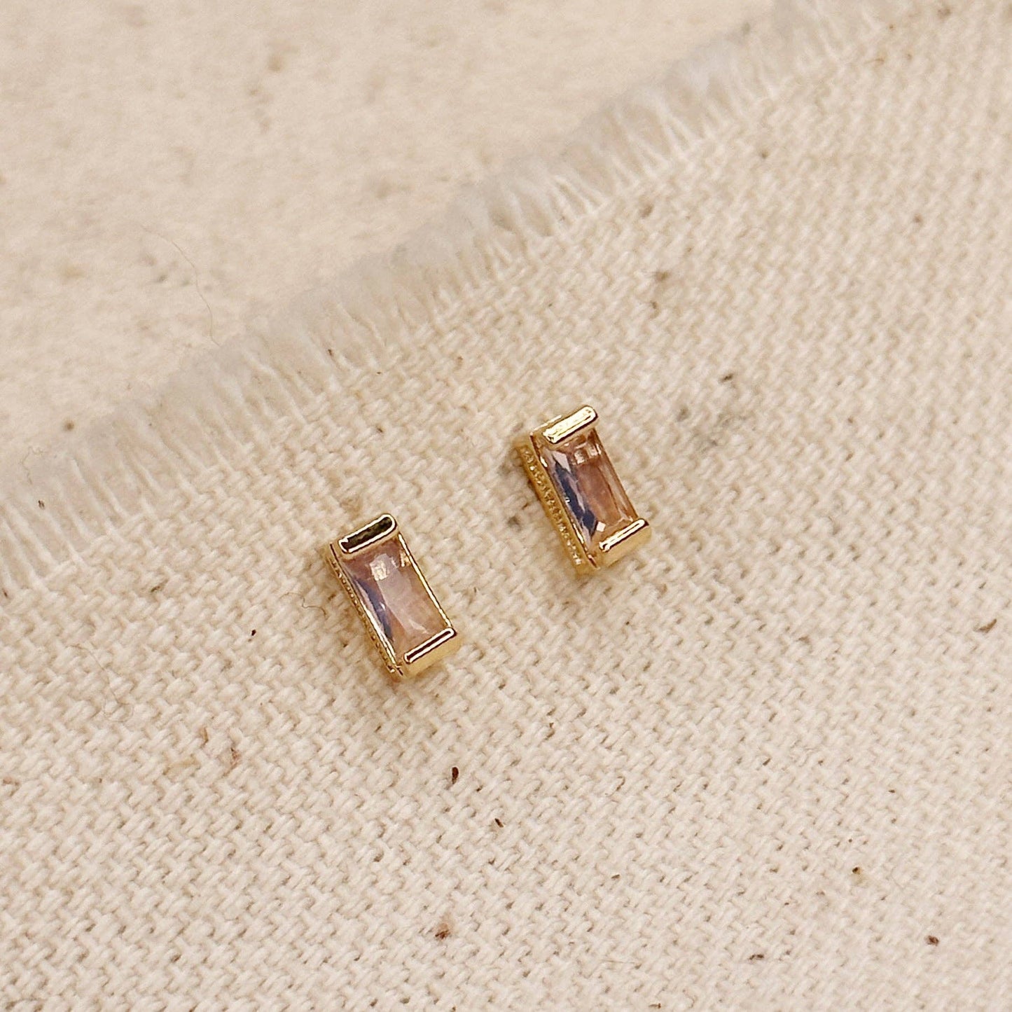 Baguette Birthstone Stud Earrings