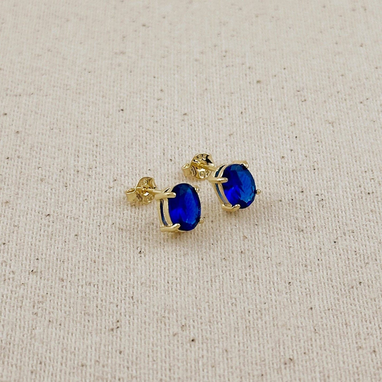 Oval Sapphire CZ Stud Earrings
