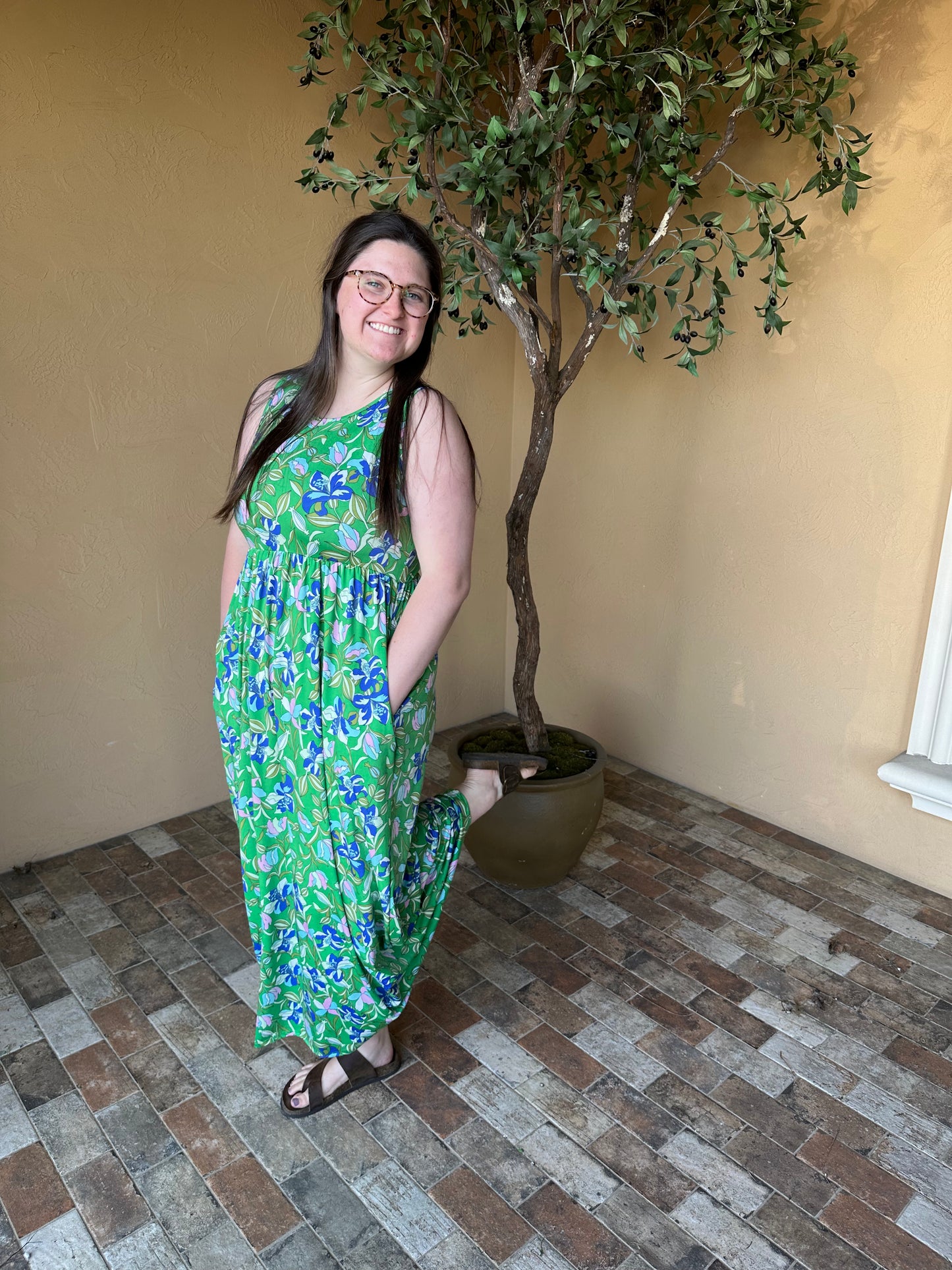 Green Floral Maxi Dress *ALL SALES FINAL*