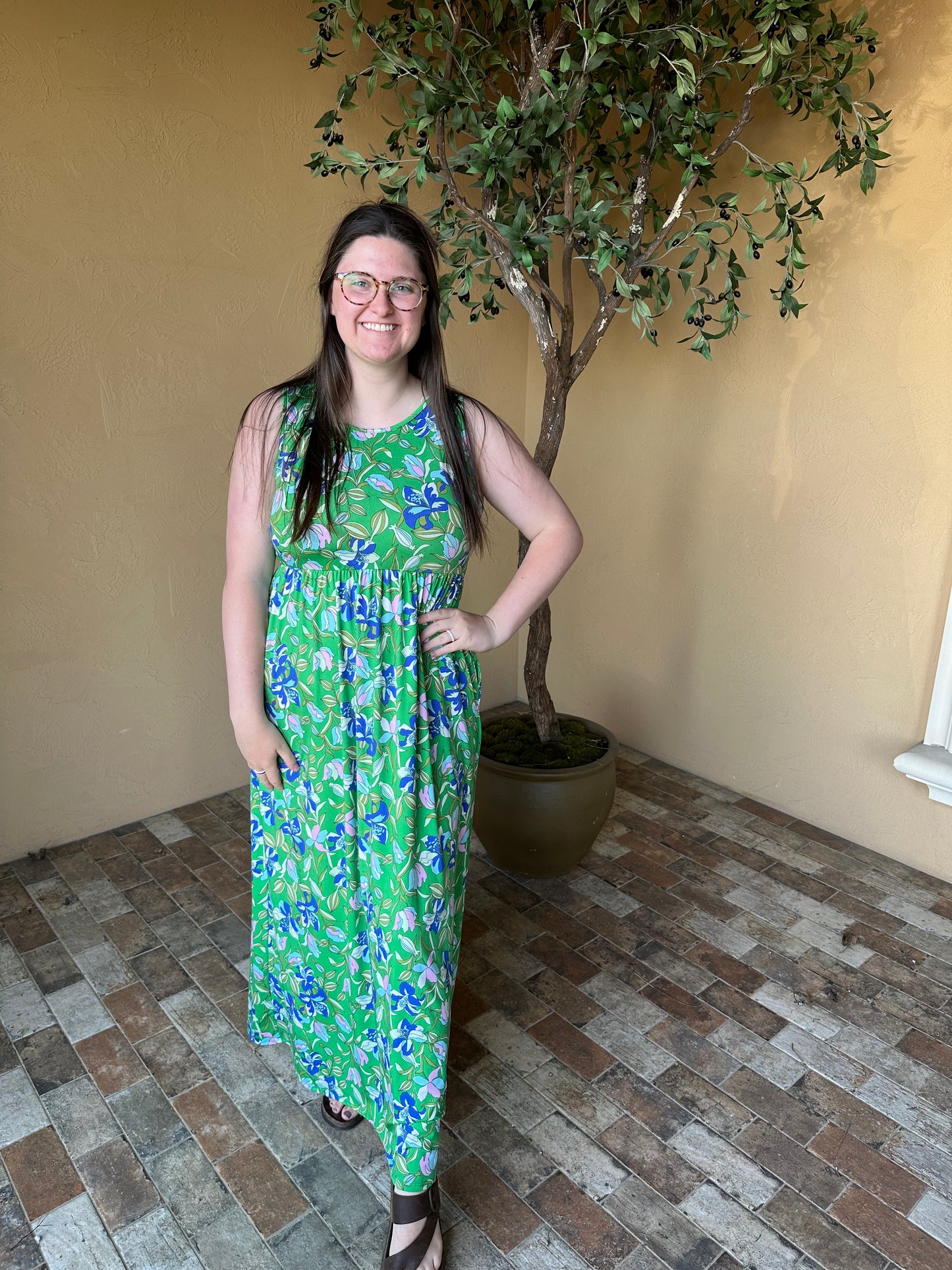 Green Floral Maxi Dress *ALL SALES FINAL*