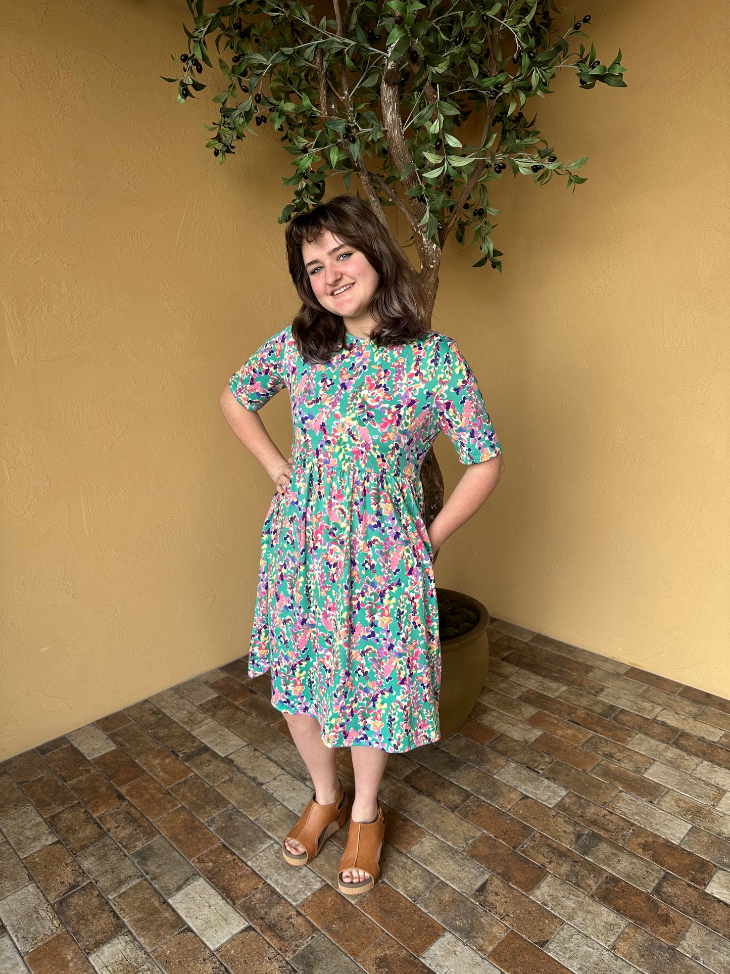 Mint Floral Flare Babydoll Pocketed Dress *ALL SALES FINAL*