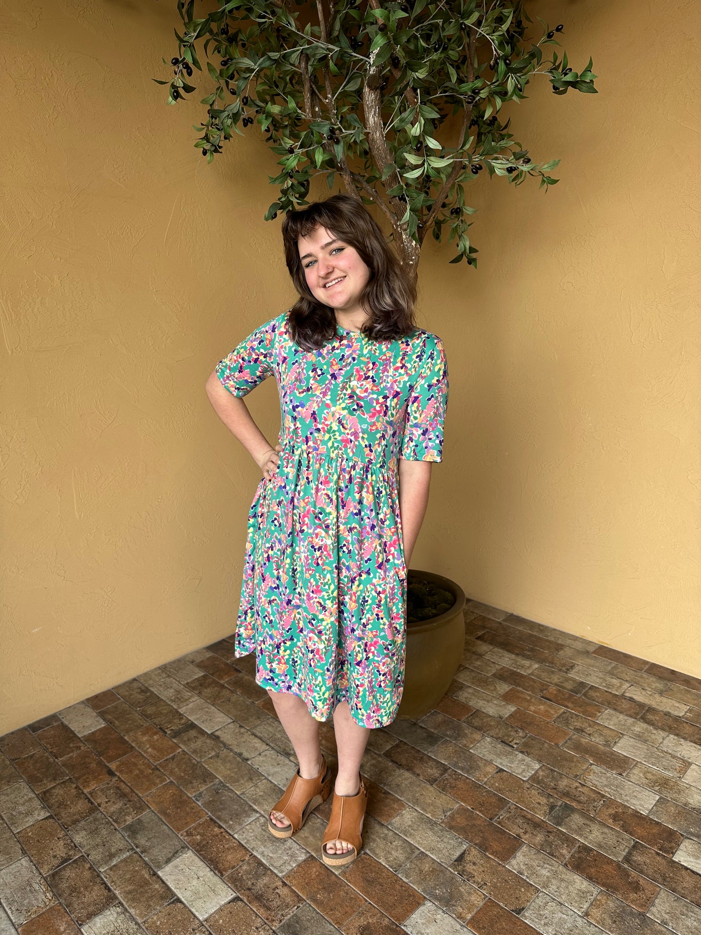 Mint Floral Flare Babydoll Pocketed Dress *ALL SALES FINAL*