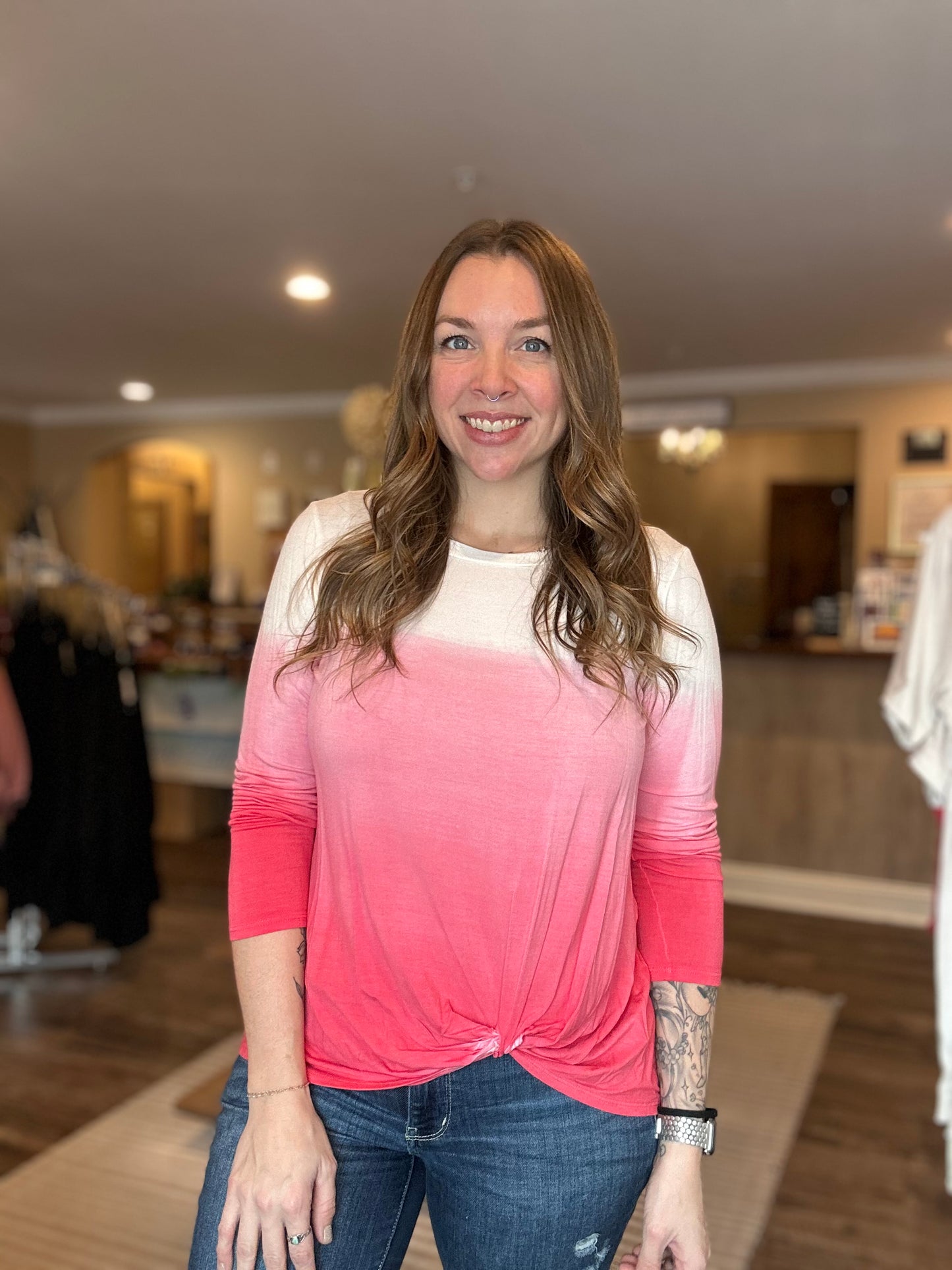 Fuchsia Ombre Knot Top