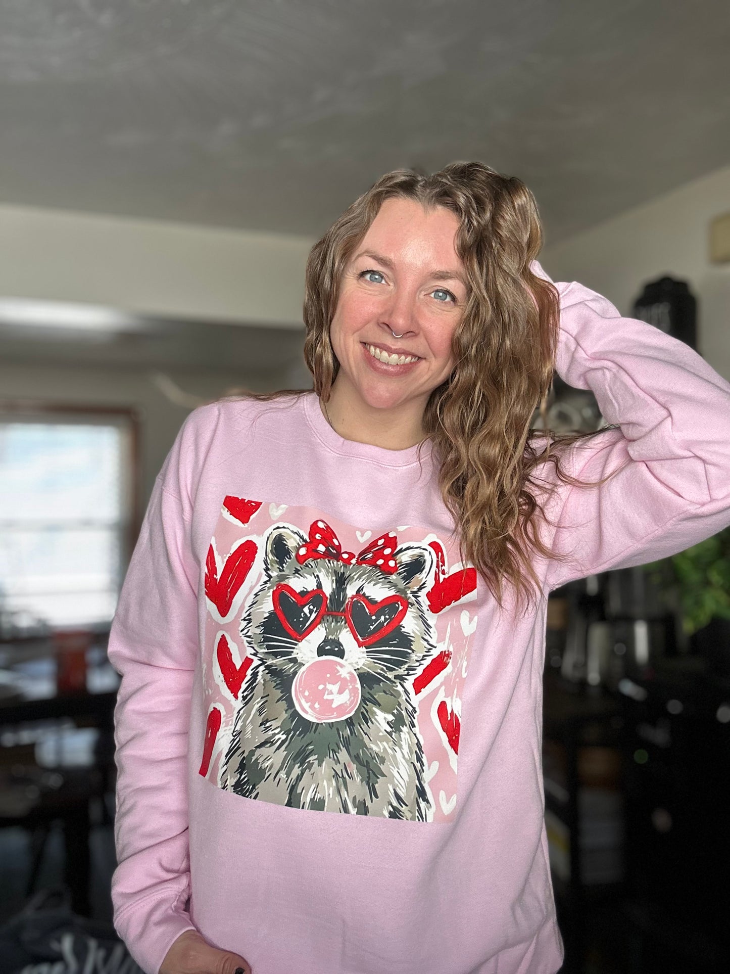 Valentine's Raccoon - Adult Sweatshirt *ALL SALES FINAL*