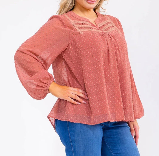Curvy Rose Swiss Dot Blouse
