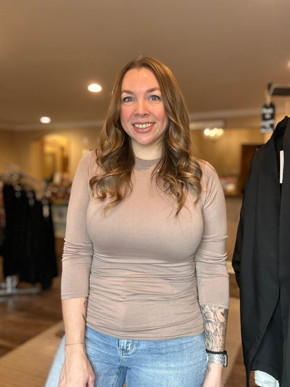 Taupe Ruched Side Top