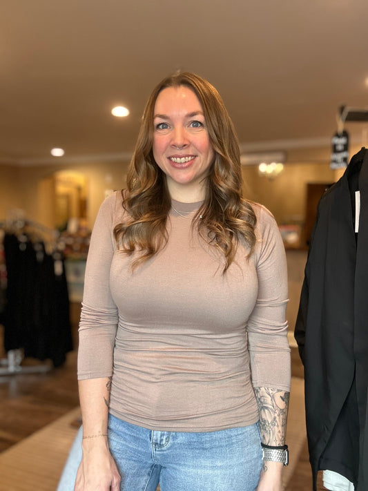 Taupe Ruched Side Top