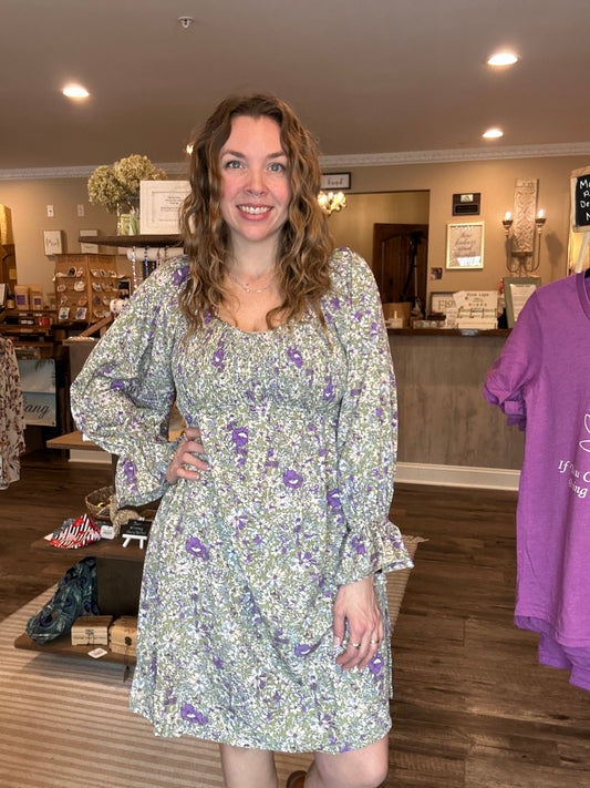 Purple & Sage Floral Dress