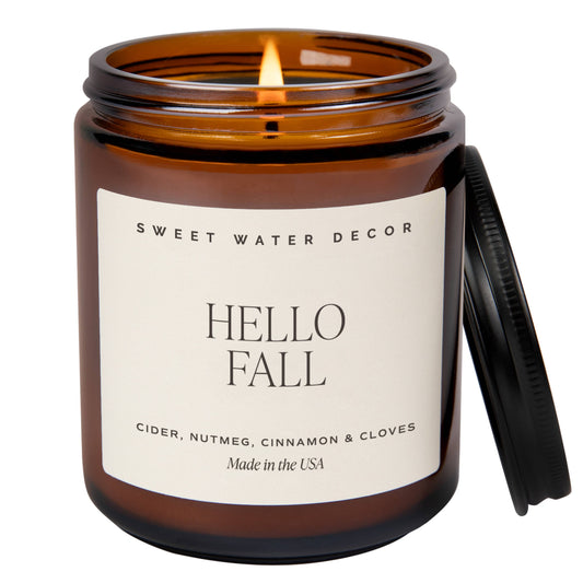 Hello Fall 9 oz Soy Candle - Fall Decor & Gifts