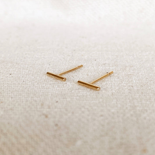 14k Gold Filled Petite Bar Stud Earrings