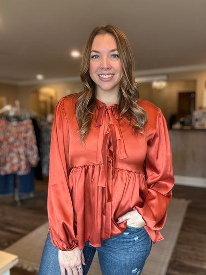 Rust Bow Blouse
