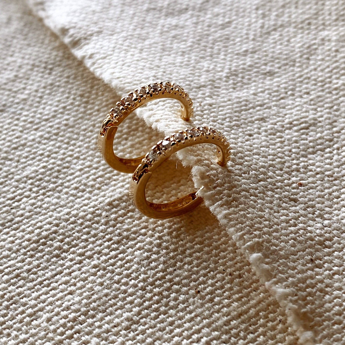 Thin Line Cubic Zirconia Hoop Earrings