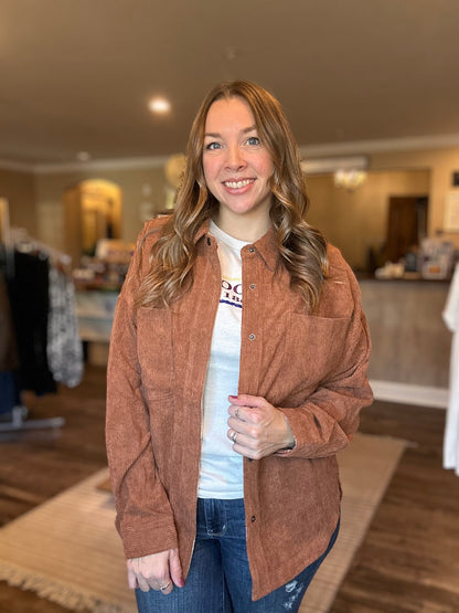 Camel Corduroy Shacket