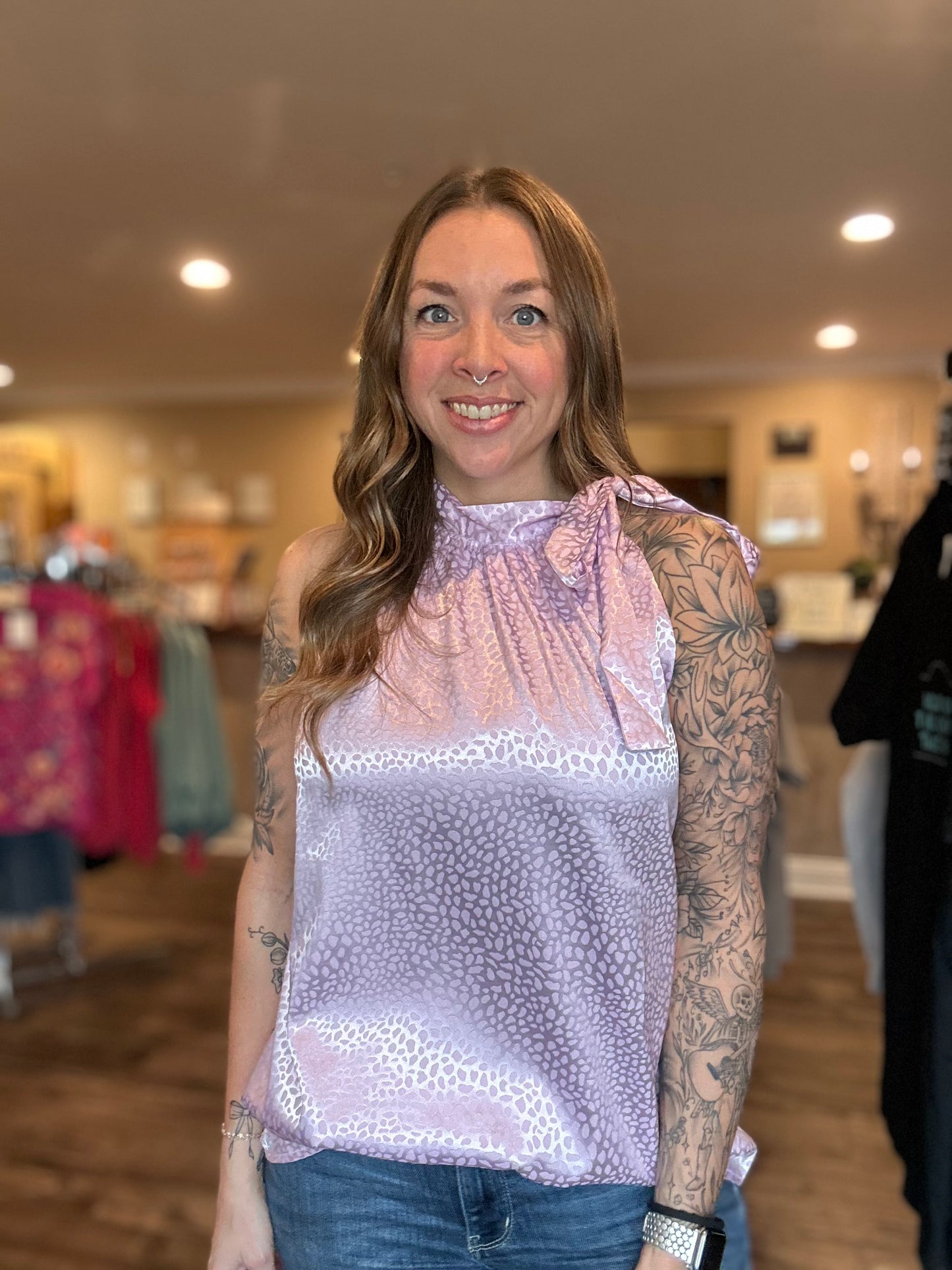 Lavender Animal Print Halter Tank