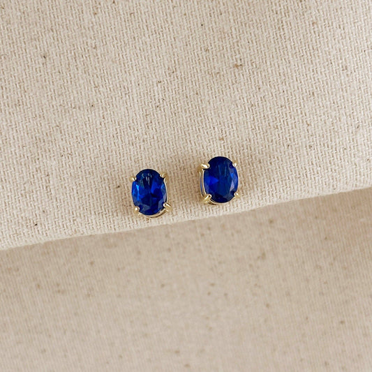 Oval Sapphire CZ Stud Earrings