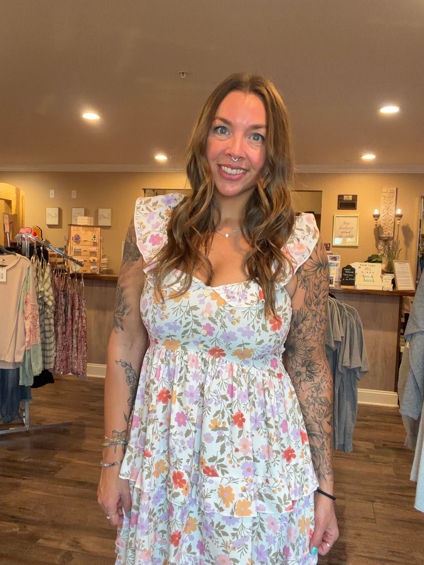 Floral Ruffle Tiered Mini Dress