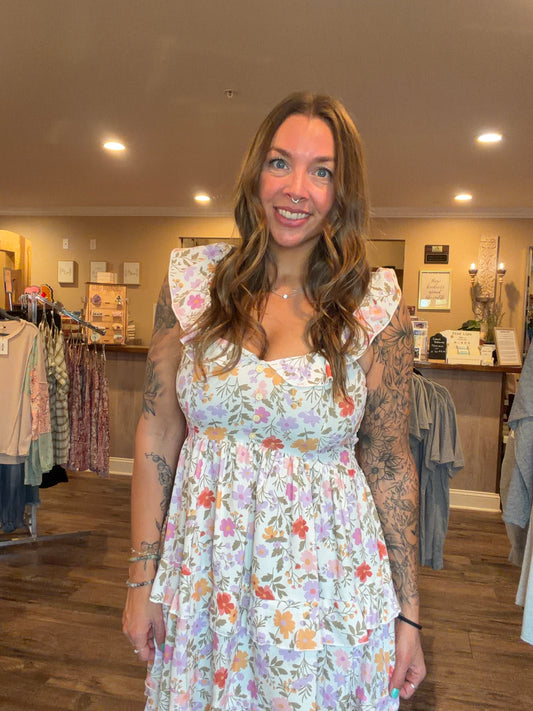Floral Ruffle Tiered Mini Dress