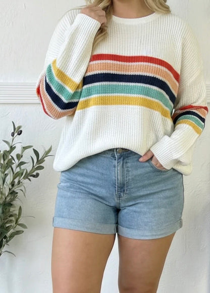 Curvy Retro Striped Sweater