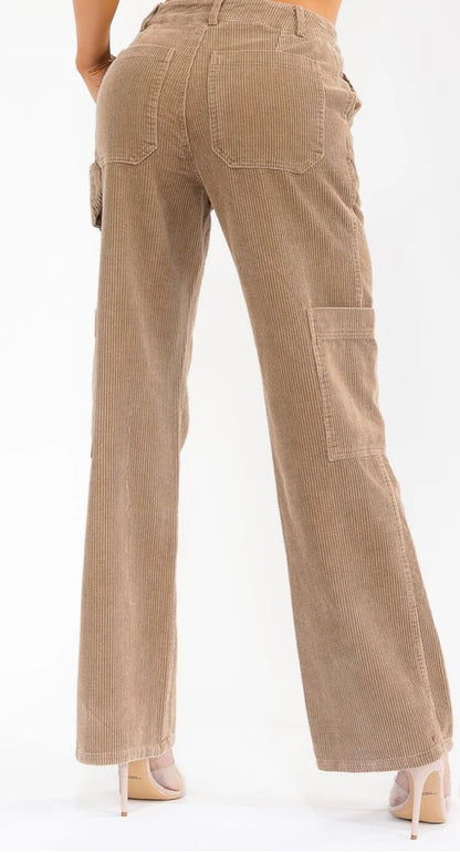 Mocha Wide Leg Corduroy Pants