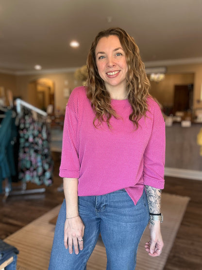 Magenta Ribbed Top