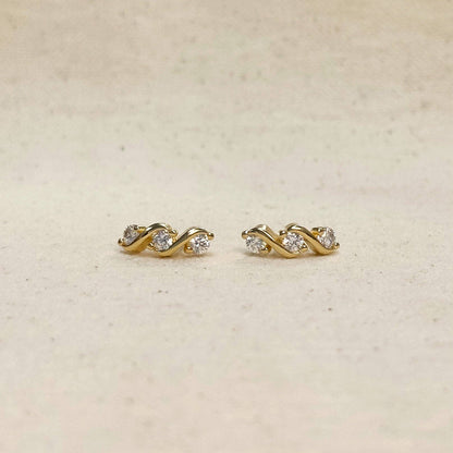 18k Gold Filled Tipple CZ Stud Earrings