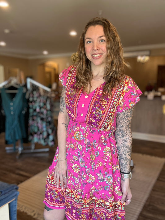 Fuchsia Boho Dress