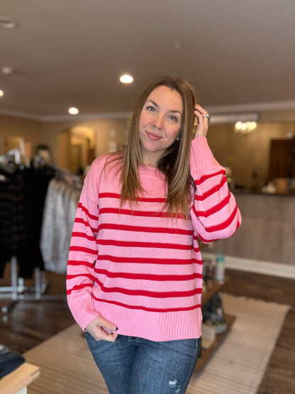 Pink Striped Sweater (S-3XL)