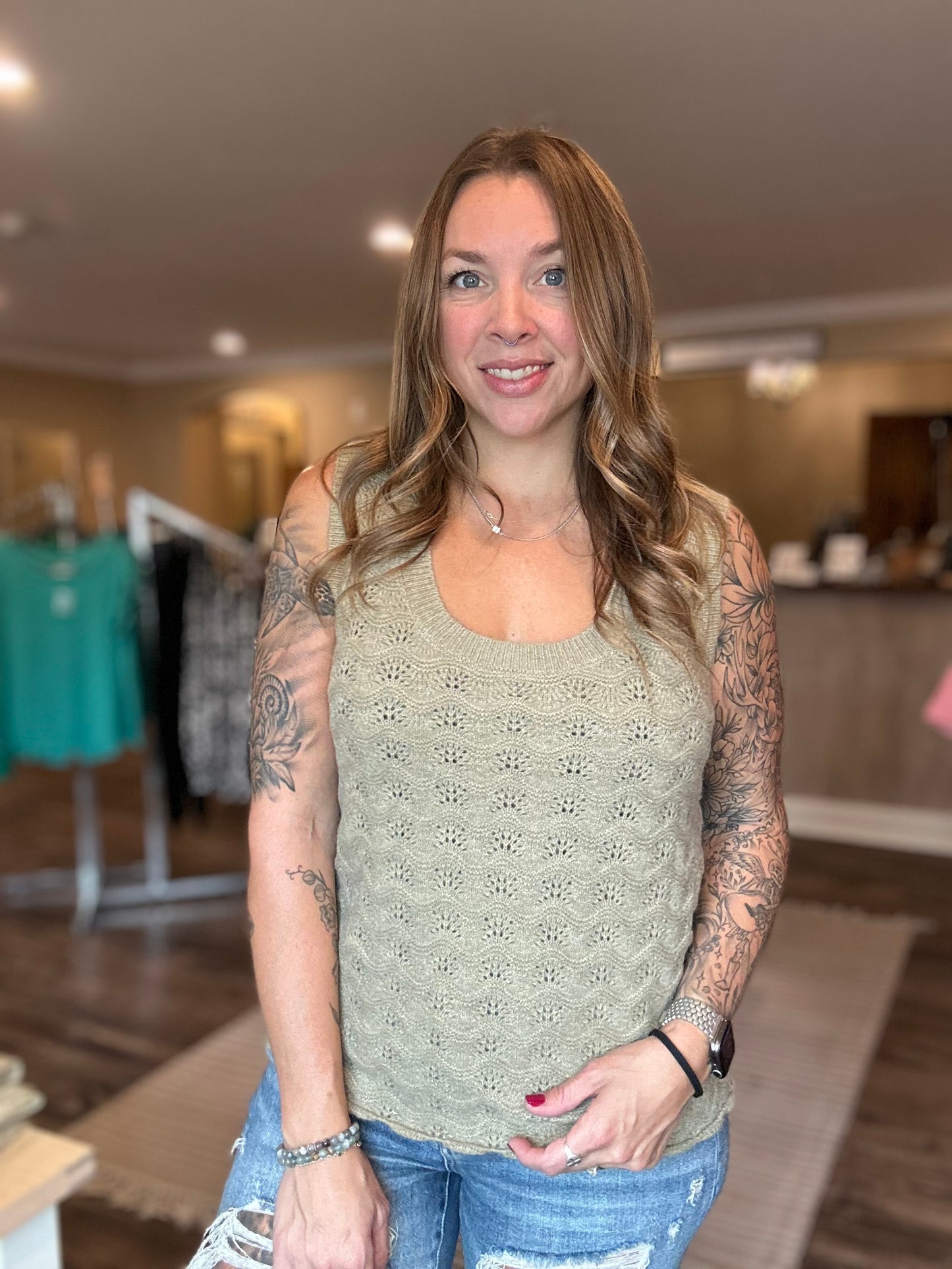 Taupe Knit Sweater Tank