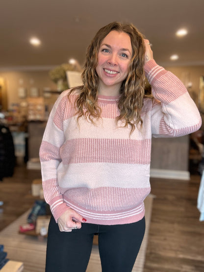 Mauve Oversized Colorblock Sweater