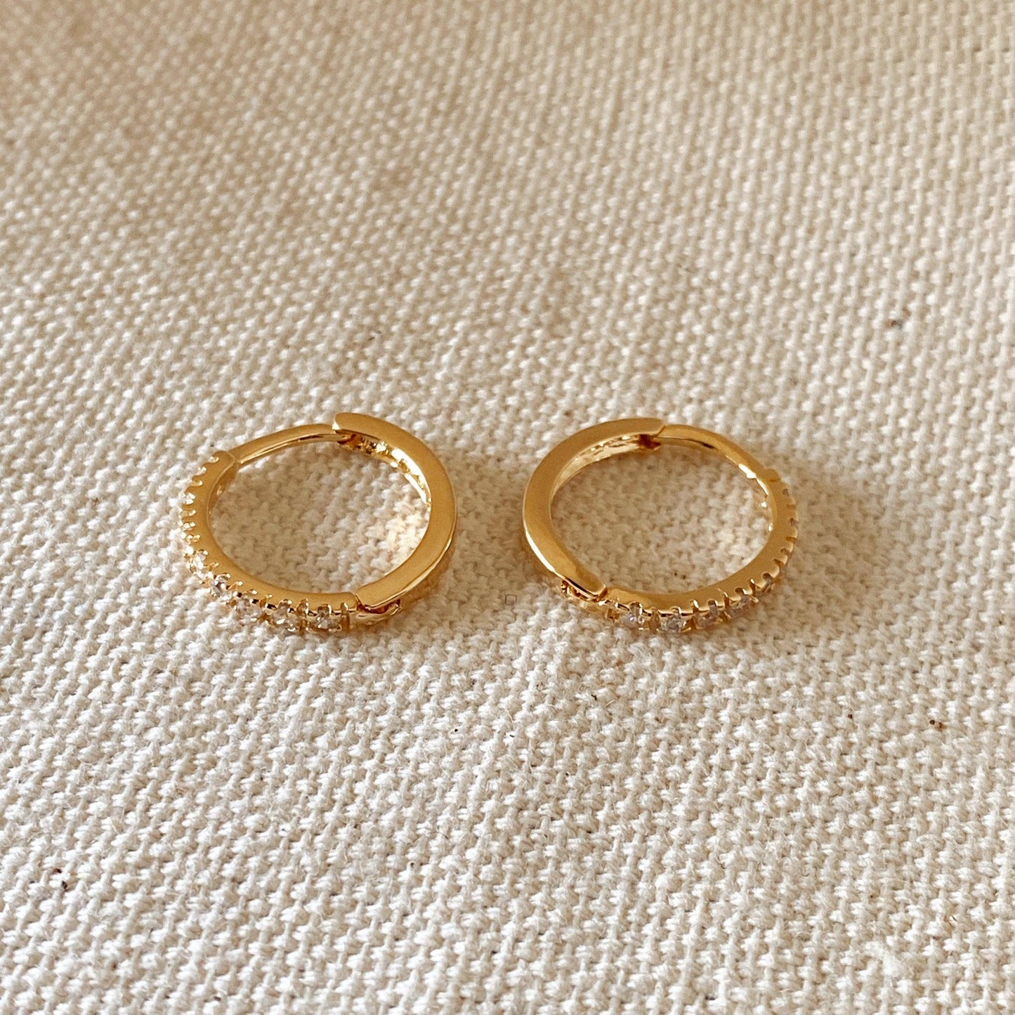 Thin Line Cubic Zirconia Hoop Earrings
