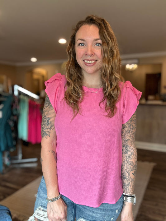 Fuchsia Tulip Sleeve Top