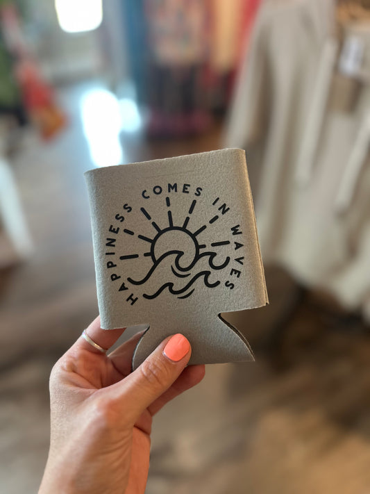 Happiness Comes in Waves Koozie