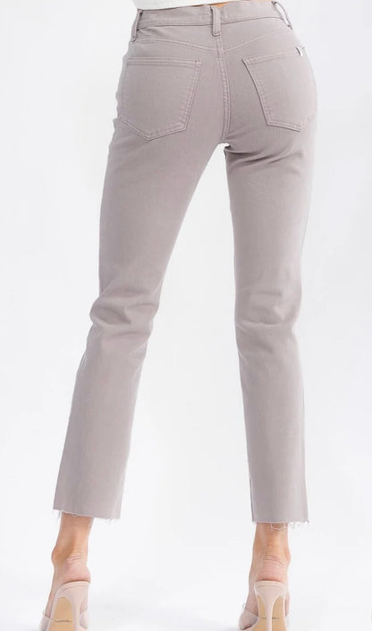 Grey Raw Edge Hem Jeans