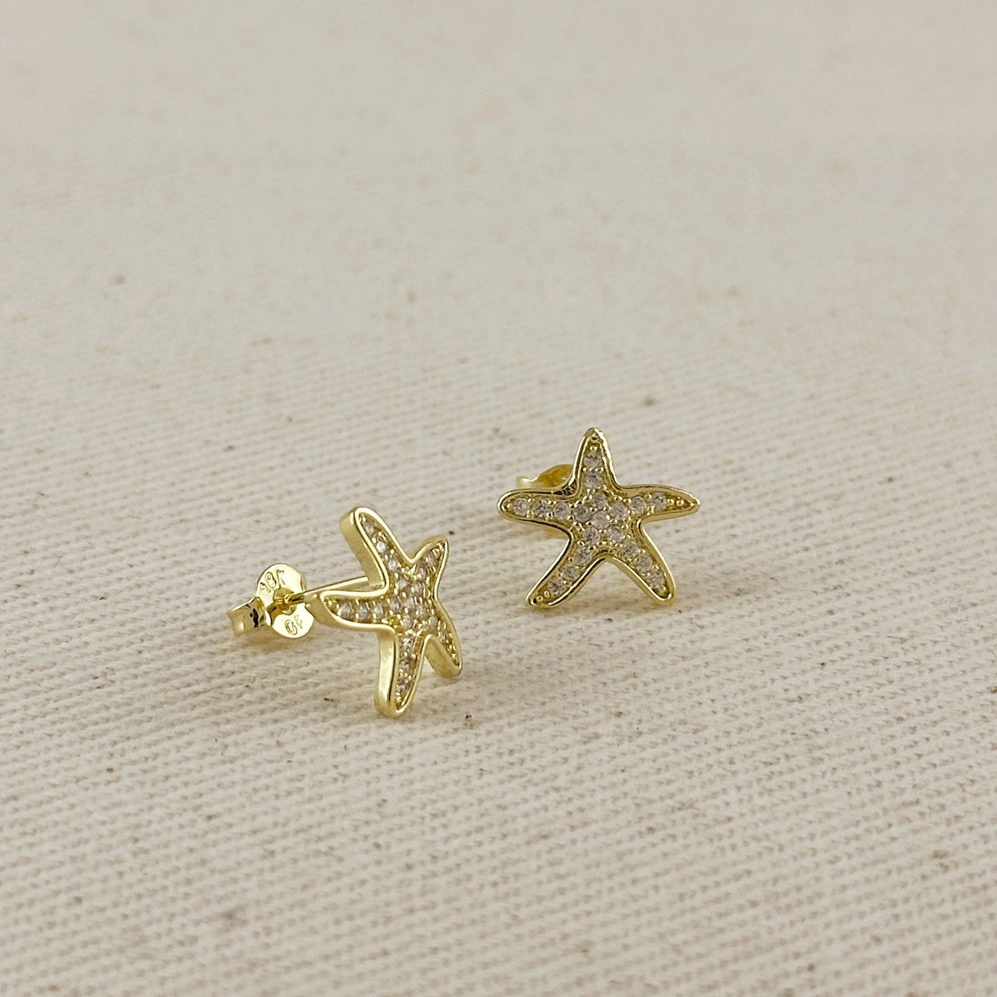 18k Gold Filled CZ Sea Star Stud Earrings
