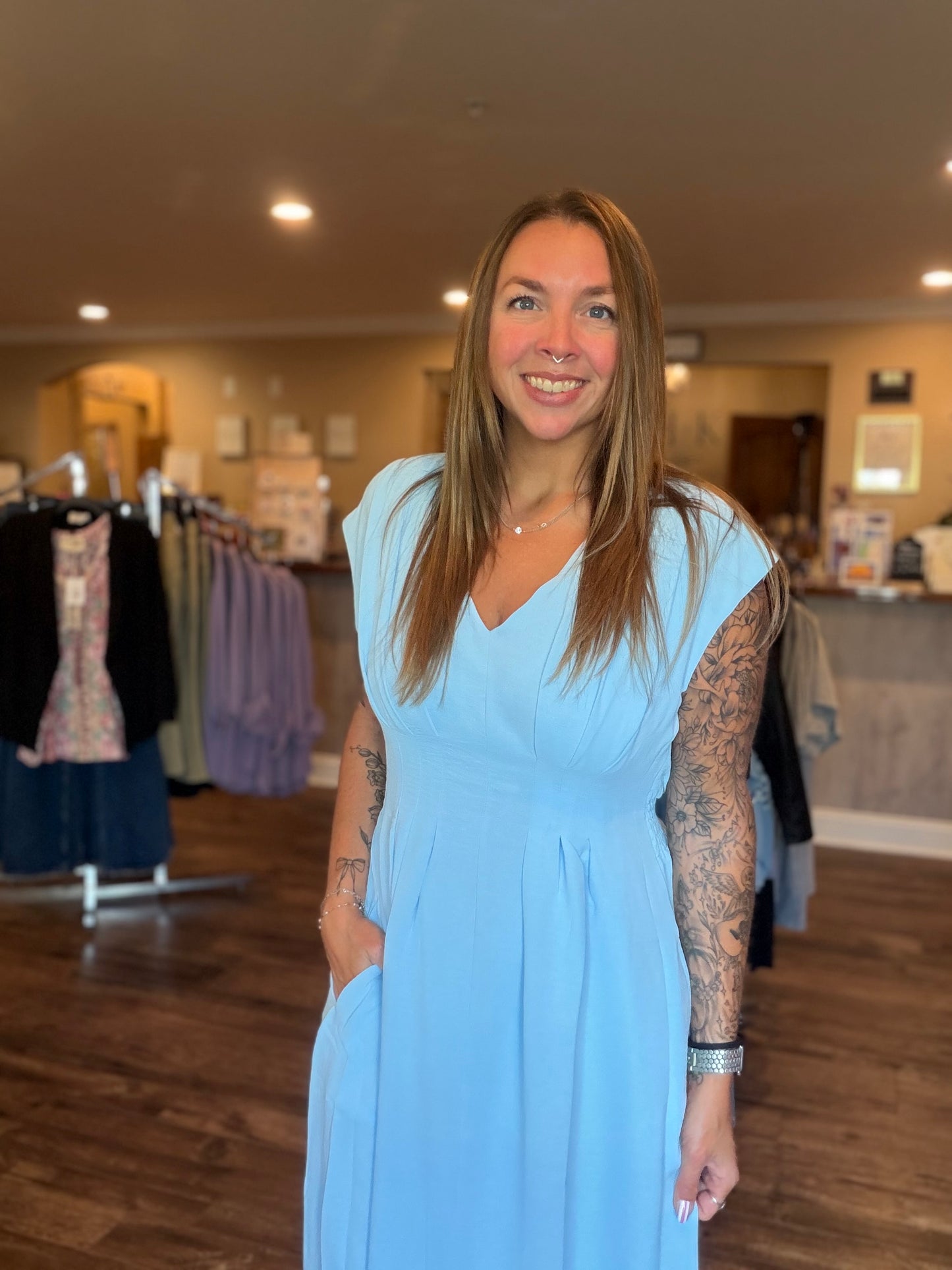 Light Blue Midi Dress