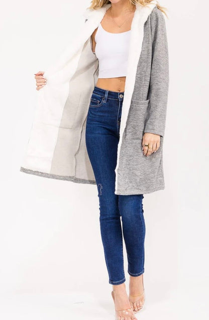 Grey Sherpa Lined Cardigan