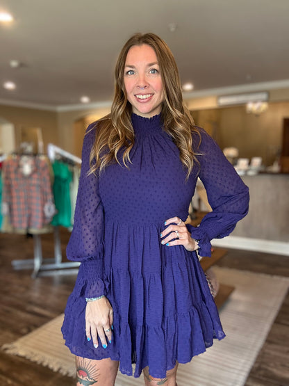 Purple Swiss Dot Dress