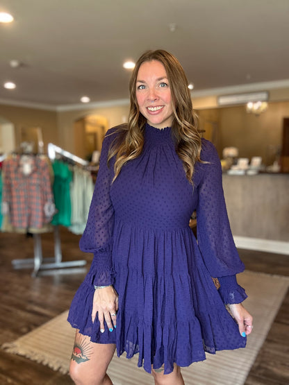Purple Swiss Dot Dress