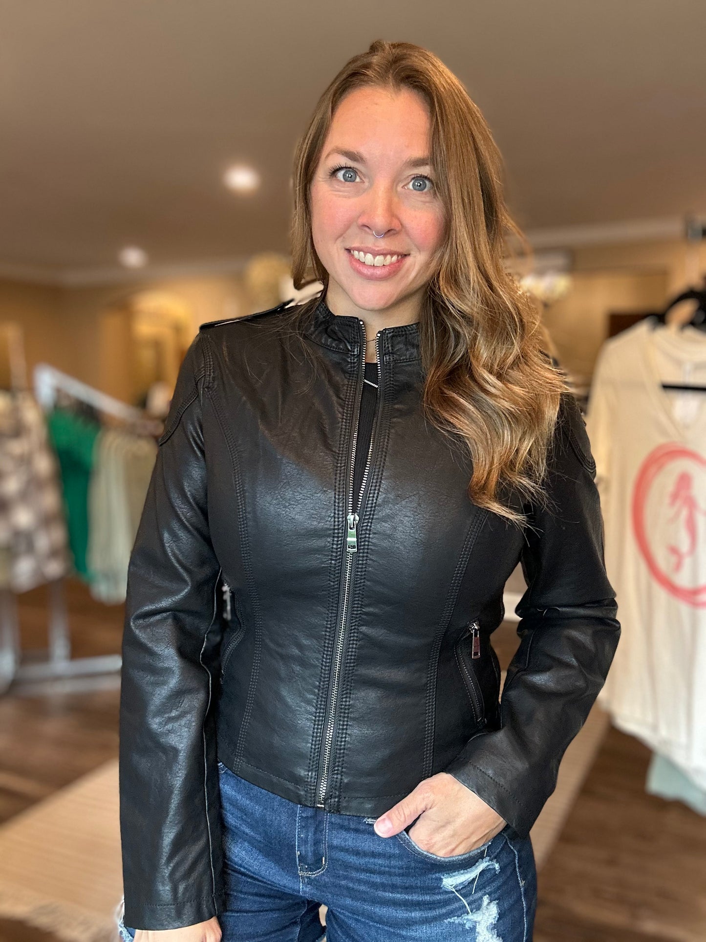 Black Moto Zip Jacket