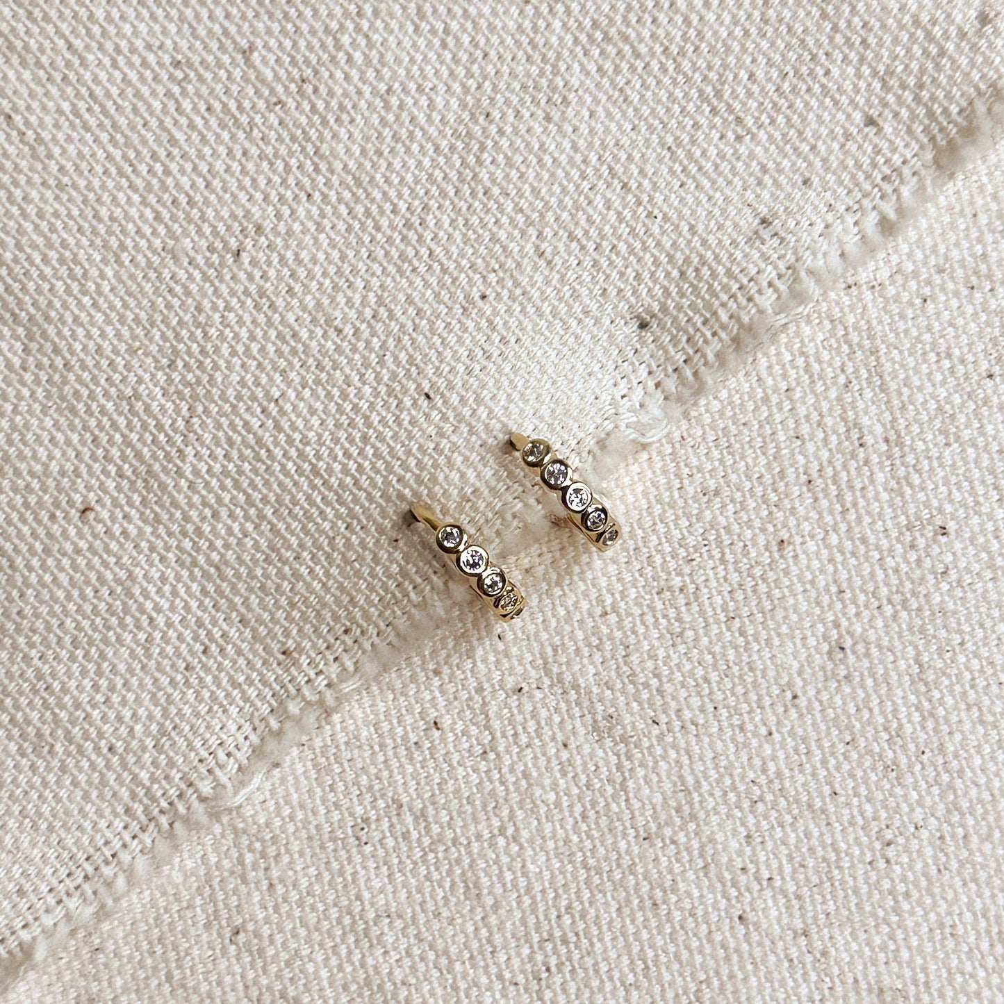 Mini Bezel CZ Hoop Earrings