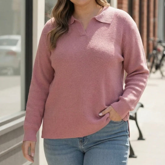 Curvy Mauve Collard Sweater