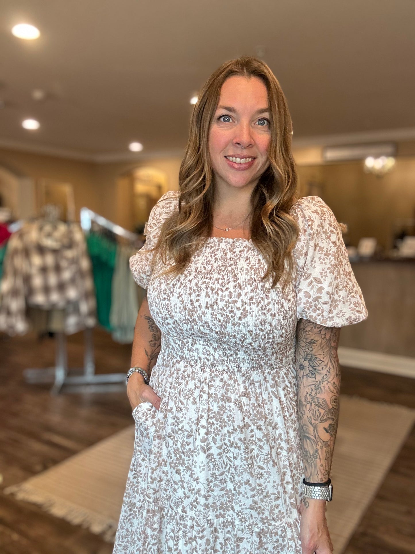 Fall Ditsy Floral Maxi Dress