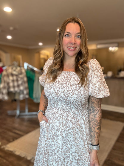 Fall Ditsy Floral Maxi Dress
