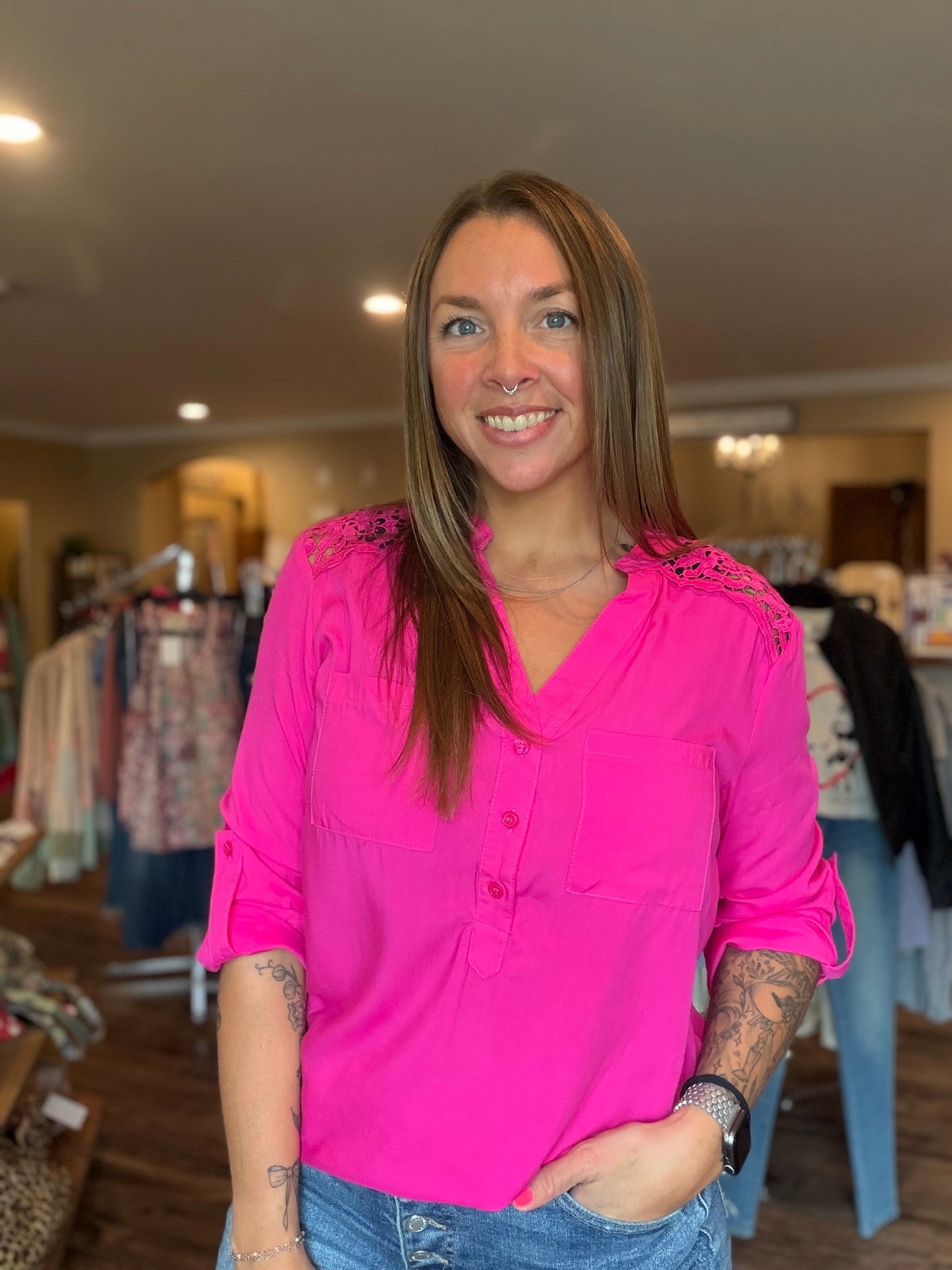 Fuchsia Tunic Blouse